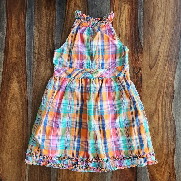 Super Cute Summery American Living Girls Dress Size 10 Ruffles Plaid Lined - Picture 1 of 9